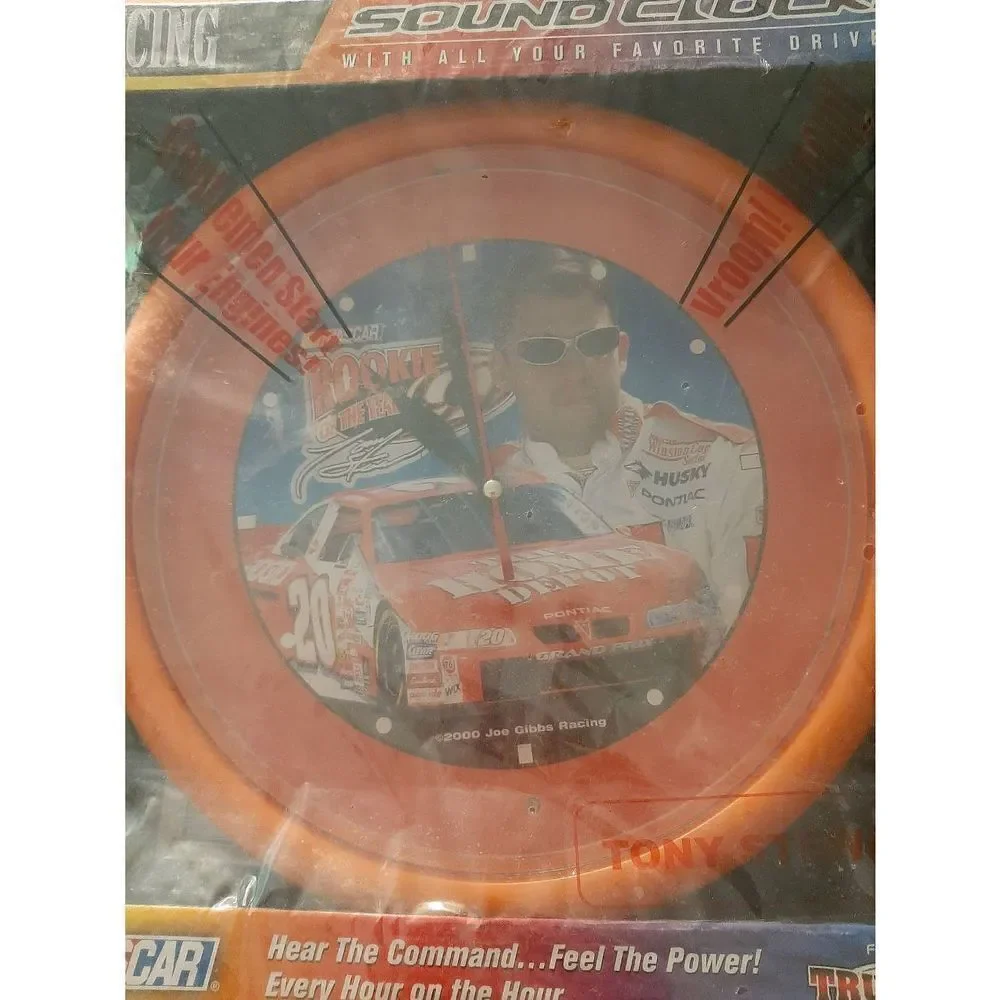 Vintage Nascar #20 Tony Stewert Home Depot Rookie of the Year Racing Sound Clock